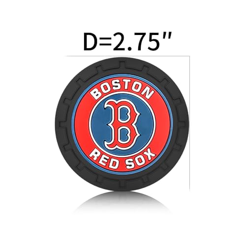Baseball Fans Car Cup Holder Coasters for Boston Red Sox Fans, 2 Pack Red Sox Silicone Non-Slip Cup Mats, 2.75" Car Cup Holder Inserts for Auto Interior - color: Dre166dso