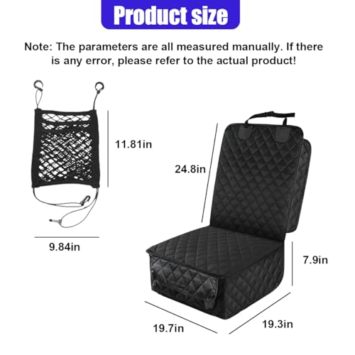 Dog Car Seat Cover, Waterproof & Scratch Proof Car Seat Protector with Side Flaps, Nonslip Front Car Seat Covers with Elastic Net Barrier, Universal Dog Mat for Cars, SUVs, Trucks (Black) - color: Black