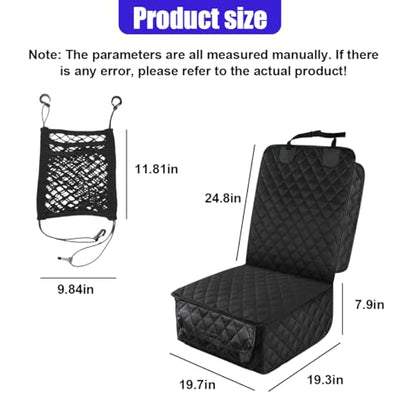 Dog Car Seat Cover, Waterproof & Scratch Proof Car Seat Protector with Side Flaps, Nonslip Front Car Seat Covers with Elastic Net Barrier, Universal Dog Mat for Cars, SUVs, Trucks (Black) - color: Black