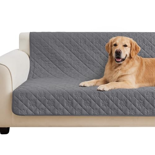 Pawfinity Waterproof 4 Seat Couch Cover for Dogs, Washable Pet Blanket, Paw Print Quilted, Pet Hair Resistant, Scratch-Resistant Furniture Protector for 4 Cushion Sofa and Large Bed, 82x102 Inch, Grey - size: 82x102 inch (pack of 1)