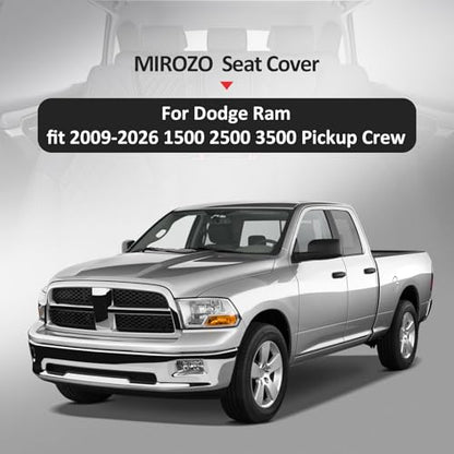Ram Seat Covers Full Set Grey,Waterproof Car Seat Cover Fits for 2009-2026 Ram 1500/2500/3500 Crew Quad Regular Cab,Heavy Duty Protection Truck Seat Covers with Split Flat Bench 40/60,Gray