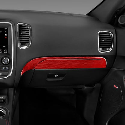 Car Copilot Glove Box Cover Decals for 2011-2020 Dodge Durango Accessories Carbon Fiber Interior Stickers, Red - color: Copilot Glove Box Trim