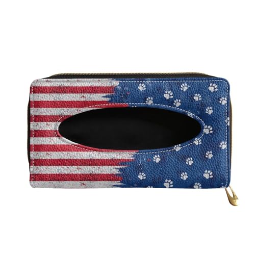 Biyejit 4th of July Visor Tissue Holder, American Flag Paws Napkins Box Holder, Tissue Dispenser for Decoration, Suitable for Most Cars - color: American Flag Paws, size: 1 Pack