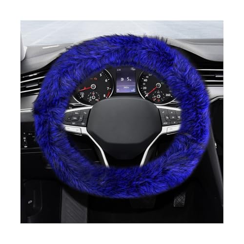 Fluffy Steering Wheel Cover, 15 Inch Anti-Slip Microfiber Plush Fuzzy Steering Wheel Cover, Winter Warm Elastic Fuzzy Steering Wheel Covers for Women and Men, Car Accessories (Blue) - color: Blue