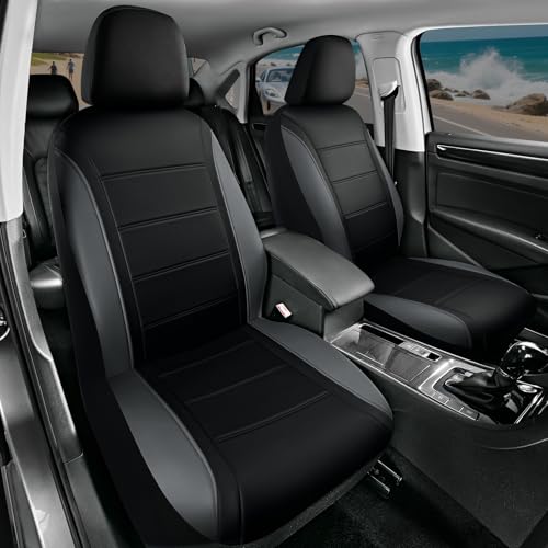 Road Comforts Leather Seat Covers, Breathable Car Seat Covers Front Seat for Men,Airbag Compatible, Automotive Seat Covers Set Universal Fit Most Cars,Vans,Truck,SUV
