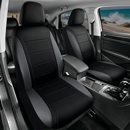 Road Comforts Leather Seat Covers, Breathable Car Seat Covers Full Set for Men,Airbag Compatible, Automotive Seat Covers Set Universal Fit Most Cars,Vans,Truck,SUV - color: Gray Full Set