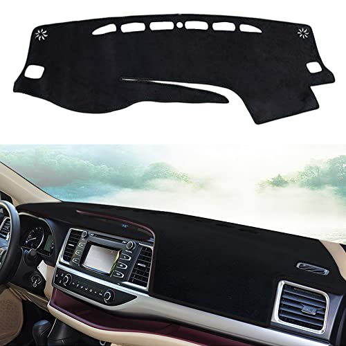 Dashboard Cover Dash Cover Mat Pad Carpet Custom Fit for Highlander 2014 2015 2016 2017 2018 2019 Accessories Anti-Skid Center Console Protector Cover Mat(Black Edge) - color: Black Edge, size: For Toyota Highlander 2014-2019