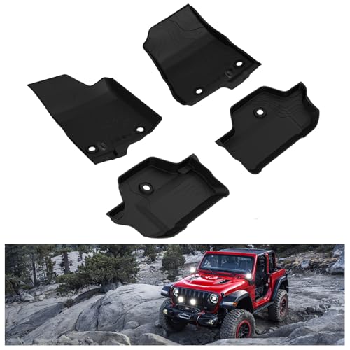 Floor Mats for 2018-2026 Jeep Wrangler JL 2-Door, OEM Replacement 82215202AE, Custom Fit All Weather Car Mats, Heavy Duty TPE Floor Liners, Front & Rear 2 Row, Black