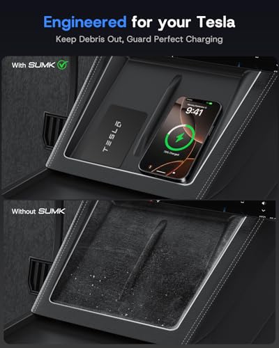 Center Console Organizer Tray for Tesla Model Y Juniper 2025 2026 (Premium & Performance) & Model 3 Highland, PC Material & Silent Silicone Armrest Storage Box Wireless Charging Pad Cup Holder - size: Model Y Juniper & Model 3 Highland