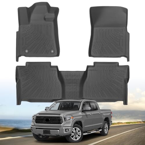 Floor Mats for 2007 2008 2009 2010 2011 Toyota Tundra Double & CrewMax Cab, All Weather TPE Floor Liners Custom Fit Tundra Heavy Duty Car Mats 1st & 2nd Row Mat Accessories Black - style: 29) For Toyota Tundra | 2007-2011 | 1st & 2nd Row