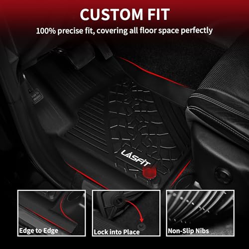 LASFIT Floor Mats for Jeep Grand Cherokee 2016-2021 5-Seat, for Dodge Durango 2016-2026 5-Seat (Not for 6-Seat), All Weather TPE Custom Fit Trunk Liners Car Floor Mats Black - style: Grand Cherokee 2016-2021 Floor Mats