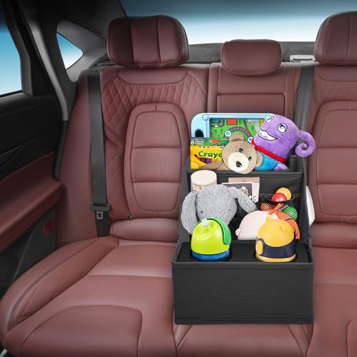 Car Seat Organizer- Backseat Car Organizer with 12 Storages Compartments and 2 Cup Holders, Organizers and Storage, Front Seat for Travel Kids,Black