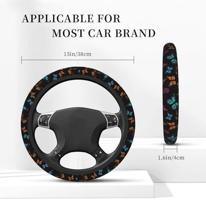 Butterfly Abstract Butterflies Car Steering Wheel Cover,Non-Slip Elastic Neoprene-Sweat Car Accessories,Universal 15 Inch Fit Auto, Vans Trucks,Suvs, Truck - color: Butterfly