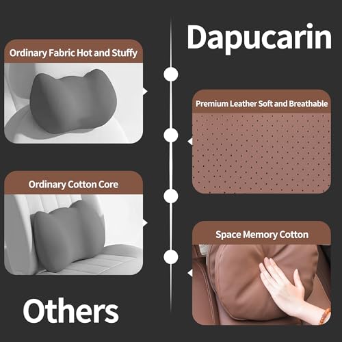 Car Headrest Pillow for Driving, Dual-Sided Leather Design Neck Pillow, Breathable Softness Neck Support, Universal Fit Head Rest Travel Pillow, Brown, 1 Pack - color: Brown