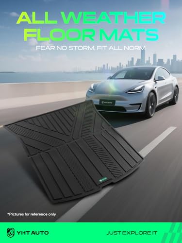 YHTAUTO Rear Cargo Trunk Mat Compatible with Tesla Model Y Juniper 2025 2026, TPE Floor Liners All Weather Custom Fit, Black - style: Rear Trunk Mat