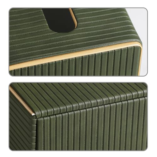 PU Leather Tissue Box Cover Square Tissue Box Holder with Magnetic Closure (Green Fluted) - color: Green Fluted