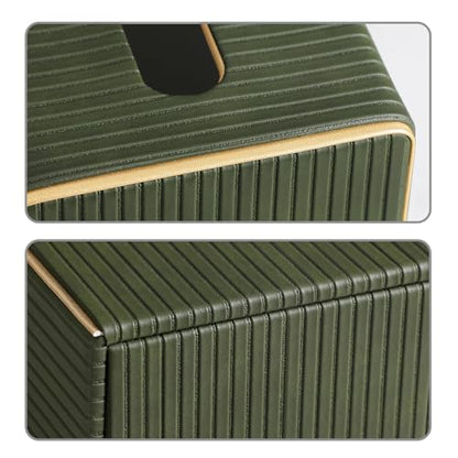 PU Leather Tissue Box Cover Square Tissue Box Holder with Magnetic Closure (Green Fluted) - color: Green Fluted