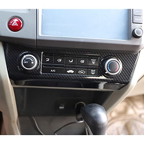 for Honda Civic 2012 2013 2014 2015 Carbon Fiber Style ABS Door Window Lift Buttons Cover Trim, Brake Handle Handbrake Cover, Air Condition Panel Cover Trim (Air Condition Panel Cover) - style: Air Condition Panel Cover