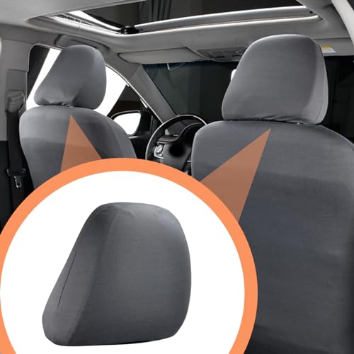 2 PCS Car Seat Headrest Cover, 9" x 10.6" Knitted Stretch Breathable Fully Surrounded Simple Dust Cover, Reusable Flexible Headrest Protector, Universal for Most Cars (Dark Gray) - color: Dark Gray