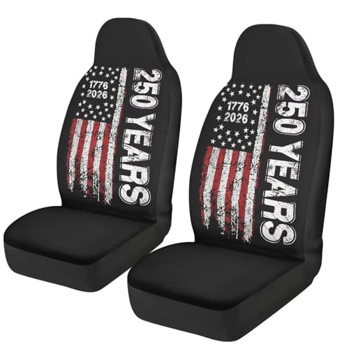 Front Seat Covers for Cars 250 Years 1776-2026 America Breathable Elastic Fabric Seat Protector Set of 2 Fashion Auto Interior Universal Fit SUV Truck Sedan Van - color: 250 Years 1776-2026 America