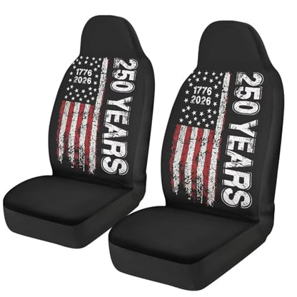 Front Seat Covers for Cars 250 Years 1776-2026 America Breathable Elastic Fabric Seat Protector Set of 2 Fashion Auto Interior Universal Fit SUV Truck Sedan Van - color: 250 Years 1776-2026 America