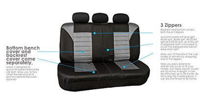 FH Group Full Set 3D Air Mesh Car Seat Covers - Universal Fit, Low Back Seat Cover, Airbag Compatible, Split Bench Rear Seat, Washable Seat Cover for SUV, Sedan, Gray - color: Gray, style: Full Set