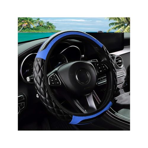 Car Steering Wheel Cover, 14.5-15inch Leather Anti-Slip Car Wheel Cover Protector, Safety Comfortable Desgin, Universal Auto Steering Wheels Accessories for Cars Truck SUV (Blue) - color: Blue