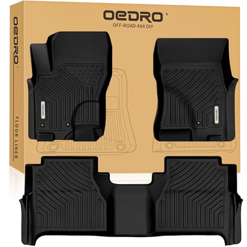 OEDRO Floor Mats Fit for 2008-2021 Nissan Frontier Crew Cab, TPE All Weather Custom Fit Floor Liners for Frontier Accessories, Automotive 1st & 2nd Row Car Mats Set, Black - style: 08-21 Frontier Crew Cab 1st & 2nd