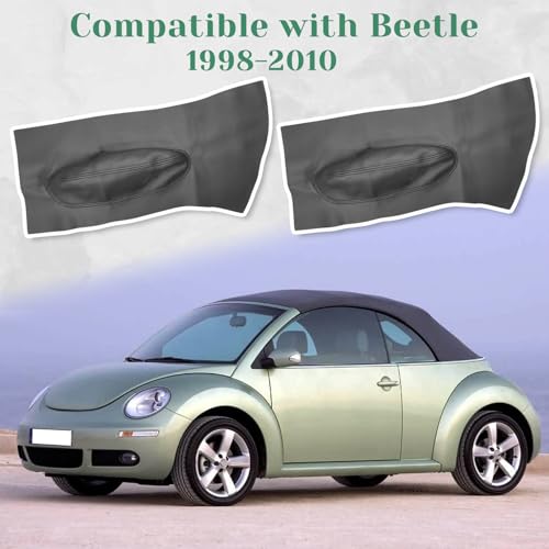 2PCS Door Panel Armrest Cover Compatible with Volkswagen Beetle 1998-2010 Left and Right Vinyl Leather Insert Cards Protector Trim Black (Only Leather Part)