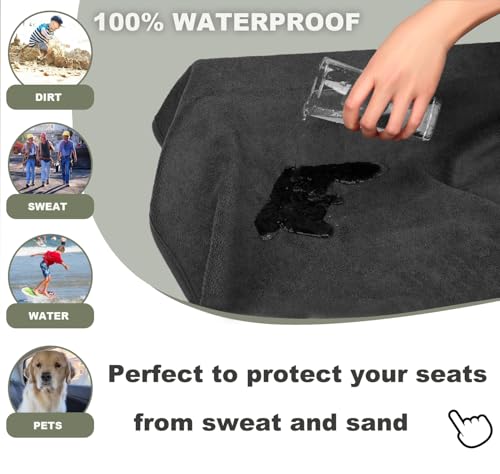 Waterproof Backseat Cover for Car Trucks Van SUV Jeep,Rear Bench Towel Seat Covers,(Grey) - color: Grey