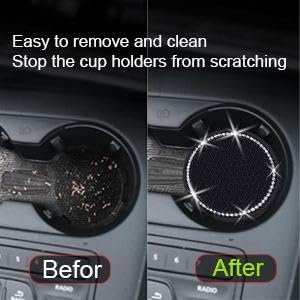Car Cup Holder Coasters, 2.75 Inch, 2-Pack, for Women | Universal, Bling Crystal Rhinestone, Anti-Slip Silicone, Auto Interior Accessories