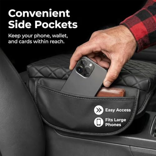 Center Console Cover Compatible with Jeep Wrangler JL 2018-2025, Armrest Cover with Pockets for Jeep Gladiator JT 2020-2025, armrest Cushion for Wrangler JL JLU&Gladiator JT Accessories