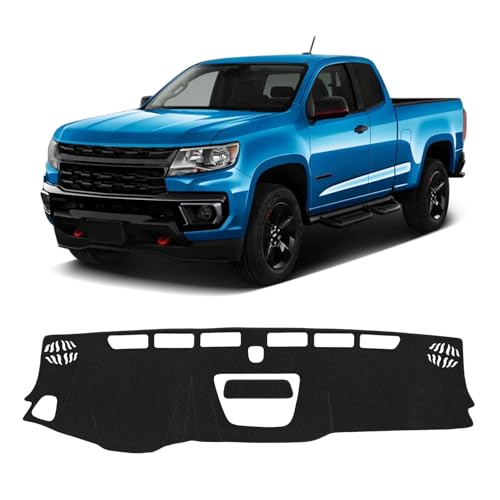 KUST Black Dash Cover for Chevy Chevrolet Colorado 2015-2021 2022 Left Hand Driving Polyester Dashboard Cover Non-Slip Center Console Dash Cover Interior Accessories for Colorado Sunshade No Glare - size: 55.91"×14.17"(Chevrolet Colorado 15-22)
