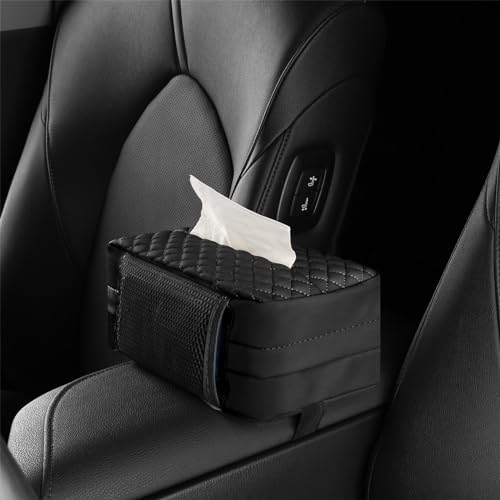 Car Tissue Holder, Car Napkin Cover, Car Tissue Box, Car Tissue Paper Box, Napkin Holder for Car, Tissues Box Suitable for 120 Standard Tissues - Black - color: Black