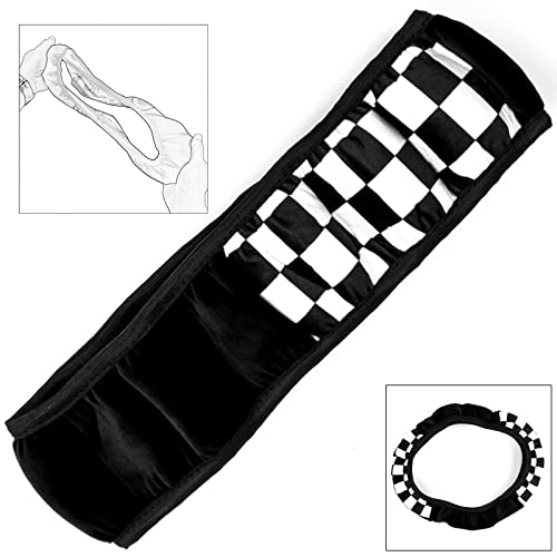 Fluffy Car Steering Wheel Covers Universal Checkered Plaid Wheel Protector Soft Plush Winter Keep Warm Steering Wheel Cover Fit for Truck, SUV, Cars
