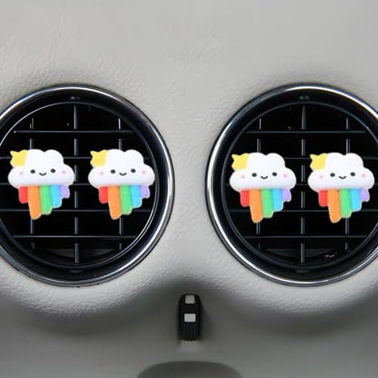 5pcs Car Air Vent Clip,Colourful Cartoon Cloud Car Air-Conditioning Outlet Clip Charm,Cute Rainbow Auto Interior Decoration Accessory,Air Freshener Decor Gift for SUV,Truck,Bus