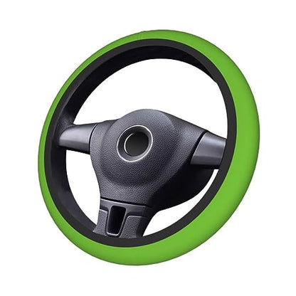 Elastic Stretch Steering Wheel Cover,Warm in Winter and Cool in Summer, Car Universal 15 inch, Microfiber Breathable Ice Silk, Anti-Slip, Odorless, Easy Carry,Green - color: Green