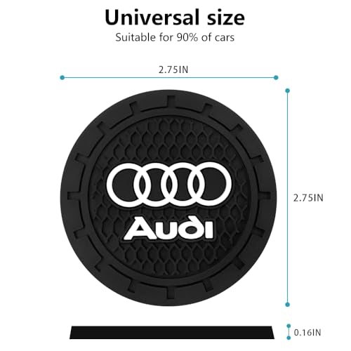 Car Cup Holder Coaster for Audi A3 RS3 A4 A5 A6 A7 RS7 A8 Q3 Q5 Q7 R8 Cupholder Coaster Interior Accessories 2.75in 2Pieces Black - color: Black-06