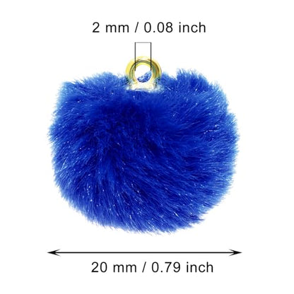 Tupalizy 50PCS Fluffy Pom Poms Charms Soft Fuzzy Faux Fur Puff Ball Pendant for Keychains Bracelets Earrings Jewelry Making Tassels Bags DIY Crafts Party Favors Gifts Accessories - color: Royal Blue