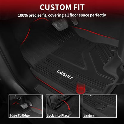 LASFIT Floor Mats 1st Row Only for Ram 1500 2019-2024 Crew Cab and Quad Cab Front Bucket Seat, Not for RAM 1500 Classic, All Weather TPE Custom Fit Car Mats Truck Front Liners, Black - style: 1) 1500 | 2019-2024 | Crew Cab Front Floor Mats