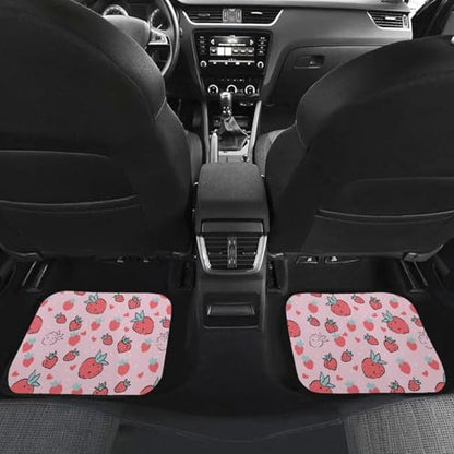 Love Strawberry Pink Automotive Floor Mats Set of 4Pcs Carpet Front & Rear Car Floor Mats Universal Fit - color: Love Strawberry Pink