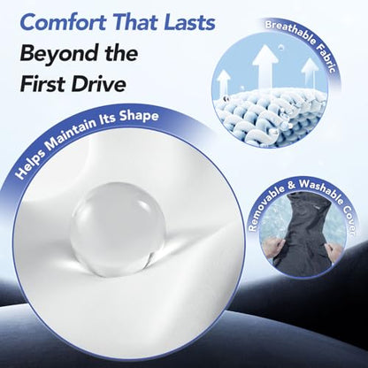 Lumbar Support Pillow for Car with Headrest, Memory Foam Cushion for Back & Neck Support, Muscle Fatigue Relief, Full-Length S-Curve Support for Long Drives, Fits Cars, SUVs, Trucks