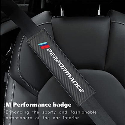 Car M 3 Color Performance Letters seat Belt Cover Carbon Fiber Texture Car seat Belt Shoulder Pad Cover Soft and Comfortable Suitable for Any Car Model