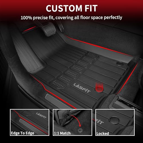 LASFIT Floor Mats for Jeep Grand Wagoneer/Grand Wagoneer L 2022 2023 2024 2025 7 Seats (NOT Fit Wagoneer & 8-Seat) All Weather TPE Custom Fit Car Mats Floor Liners 1st & 2nd & 3th Row, Black - style: Grand Wagoneer 7-Seat 2022-2025