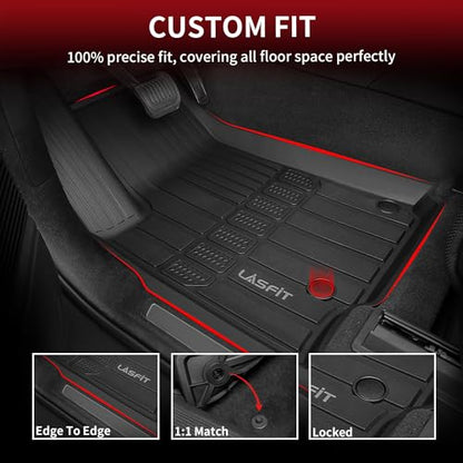 LASFIT Floor Mats for Jeep Grand Wagoneer/Grand Wagoneer L 2022 2023 2024 2025 7 Seats (NOT Fit Wagoneer & 8-Seat) All Weather TPE Custom Fit Car Mats Floor Liners 1st & 2nd & 3th Row, Black - style: Grand Wagoneer 7-Seat 2022-2025