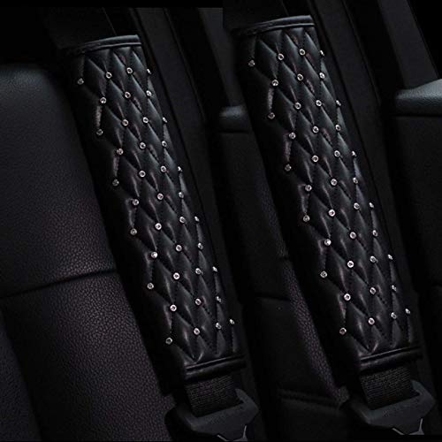 2 Pcs Car Seat Belt Pads, Crystal Rhinestone Auto Seatbelt Cover, PU Leather Shoulder Strap Covers Bling Bling for Lady Girls Universal Fit (2 pcs Seat Safety Belt Pads) - color: 2 pcs Seat Safety Belt Pads