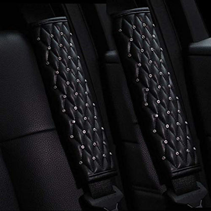 2 Pcs Car Seat Belt Pads, Crystal Rhinestone Auto Seatbelt Cover, PU Leather Shoulder Strap Covers Bling Bling for Lady Girls Universal Fit (2 pcs Seat Safety Belt Pads) - color: 2 pcs Seat Safety Belt Pads