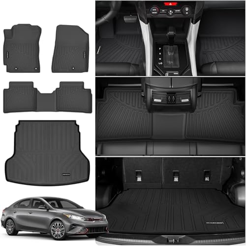 Floor Mats for 2019 2020 2021 2022 2023 2024 Kia Forte Upgrade Trunk Mat All Weather Floor Liners TPE Rubber Cargo Liner Fit for 2024 Kia Forte Anti-Slip Full Set Automobile Mats Accessories - size: for 2019-2014 Kia Forte Floor Mats & Trunk Mat