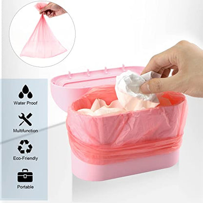 Car Trash Can, Mini Trunk Push Hanging Portable Car Bin with 2 roll Disposable Trash Bag for Vehicle Home, Office. (Car Trash can Pink) - size: Car Trash Can - Pink with 2 Trash Bags