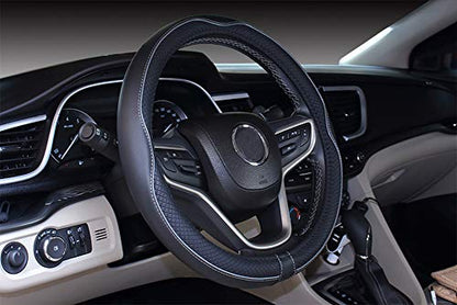 Mayco Bell Small Size Steering Wheel Cover Anti-Slip,Safety,Soft,Breathable,Durable,Full Surround,Comfortable Grip Microfiber Leather (14-14.25 inch,Black Gray) - color: Black Gray, size: 14''-14.25''